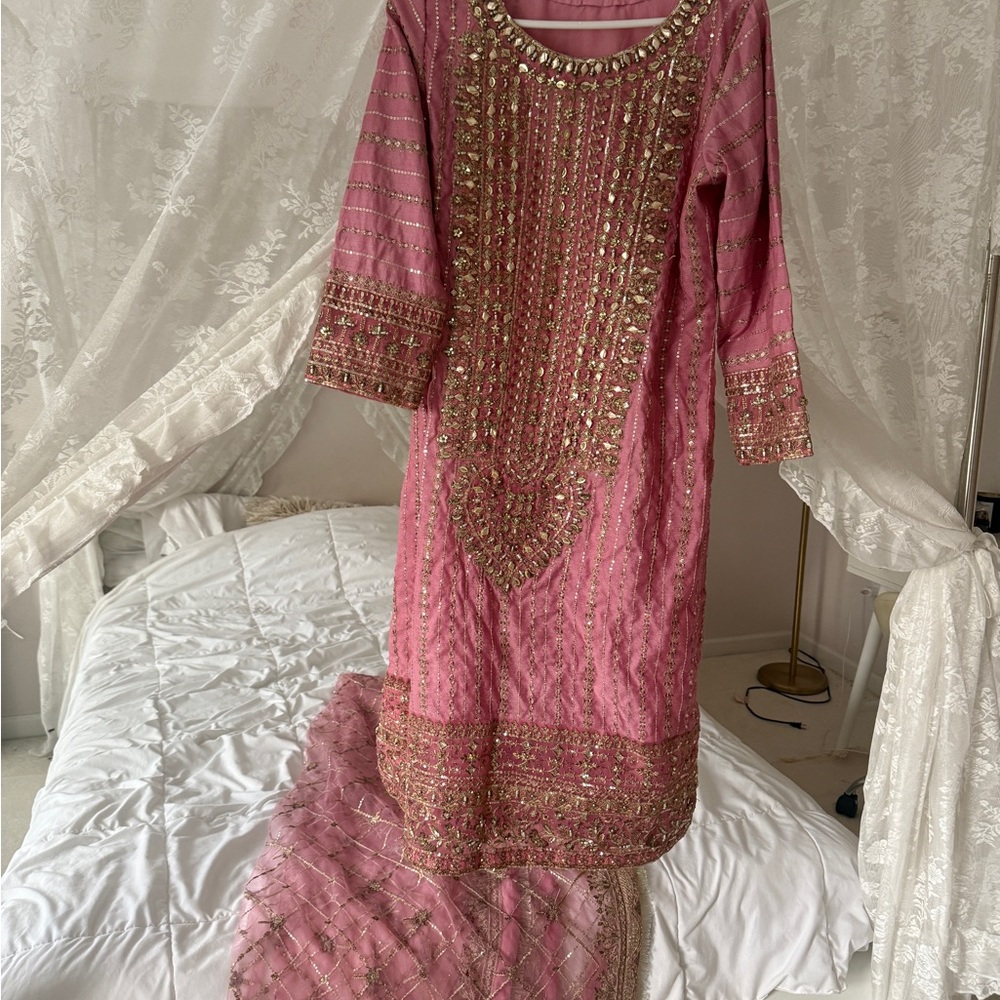 Elegant Pink Embellished Dress